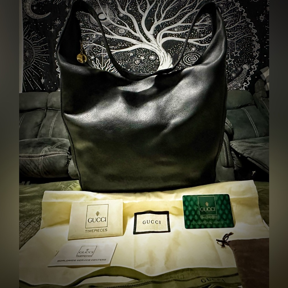 Authentic Vintage Gucci Black soft Leather hobo shoulder bag ❌90% OFF SALE❌ - Picture 8 of 17